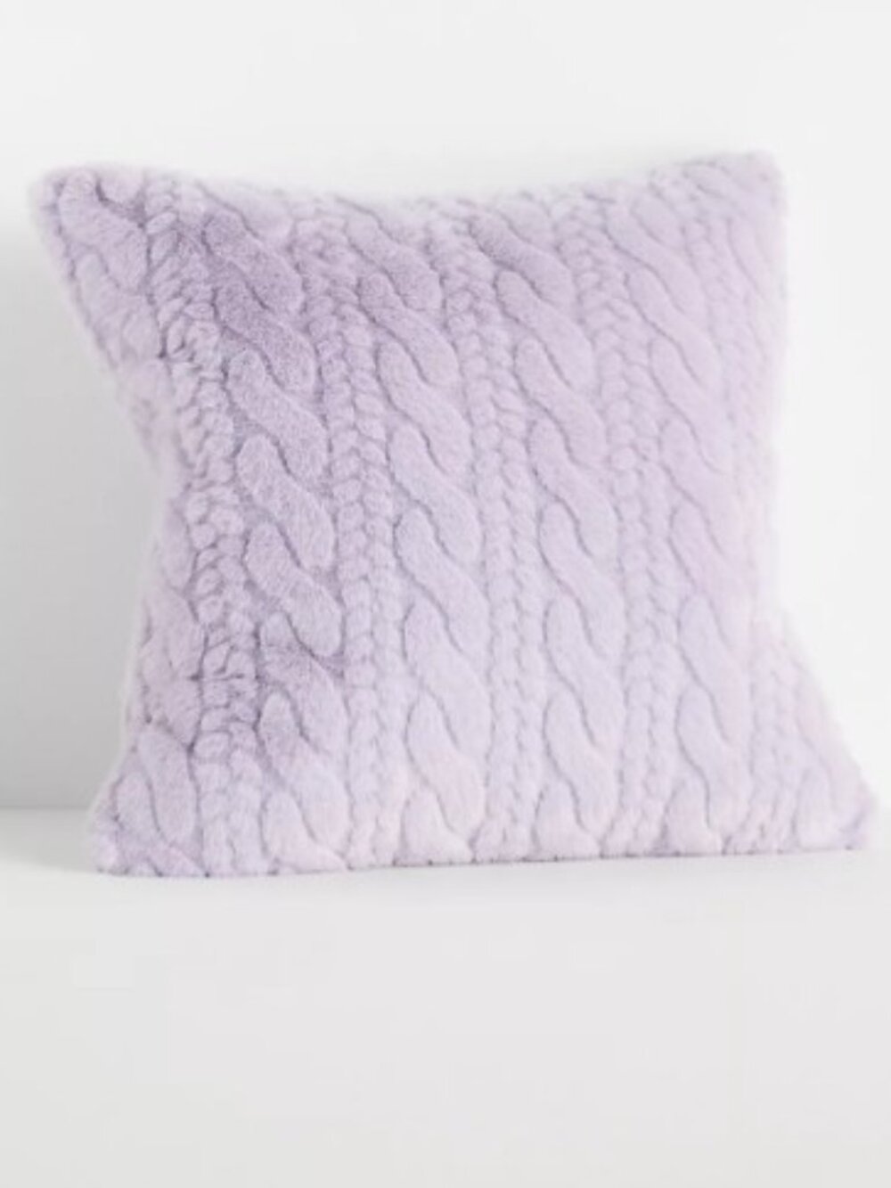 Anthropologie Faux Fur Cable-Knit  Sweater Pillow in Lavender 18” x 18” – NWT